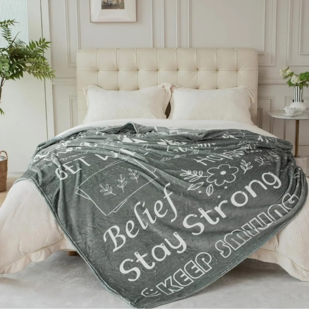 Get Well Soon Blanket - Healing Blanket with Inspirational‎ Words Sz Twin